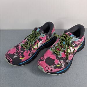 Brooks Ghost 15 Drip Edition Running Shoes Women's Size 9 Pink Black Splatter